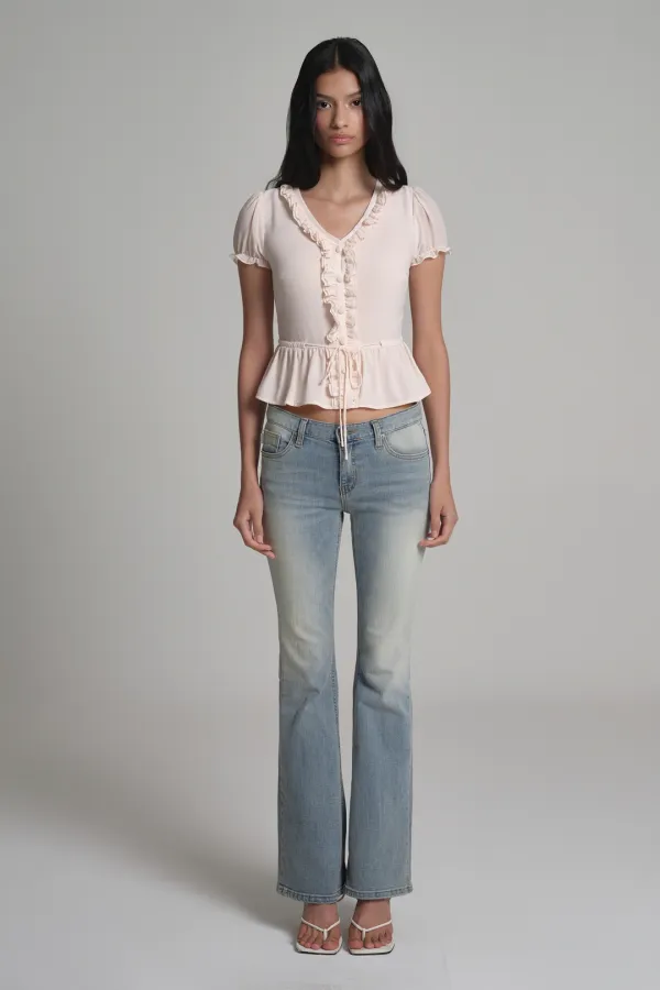 Afternoon tea ribbon frill top, Pink