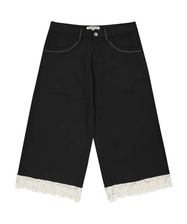 KNIT LACE PANTS BLACK