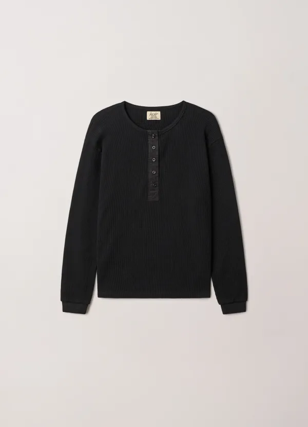 Waffle Henley Knit (Black)