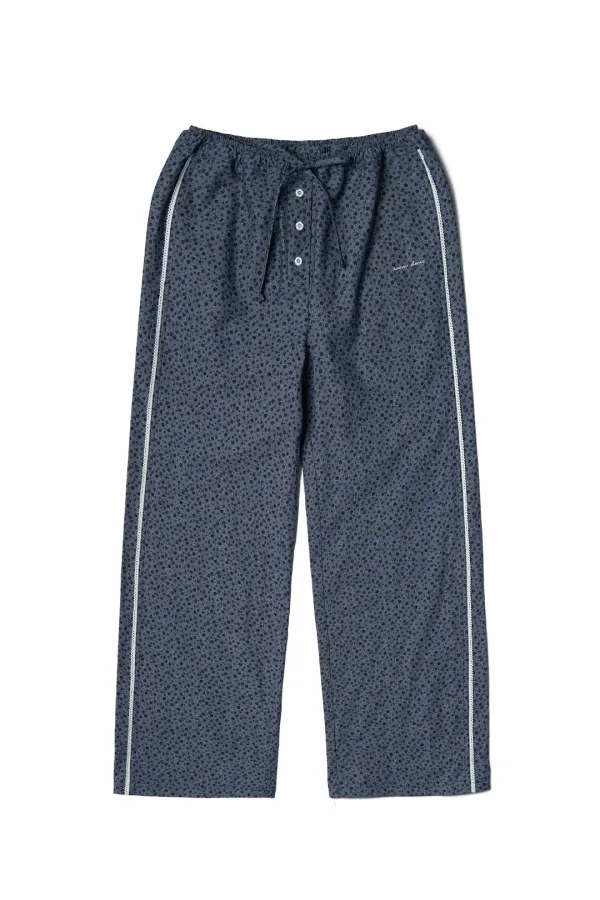 Cotton Loose Long Pants Deep Blue Flower
