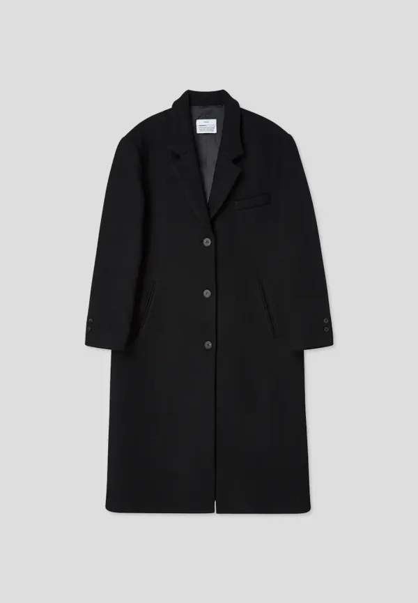 Wool single maxi coat (black)