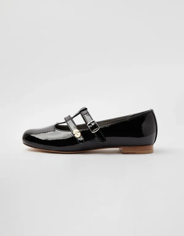 Gold Buckle Maryjane (Enamel Black)