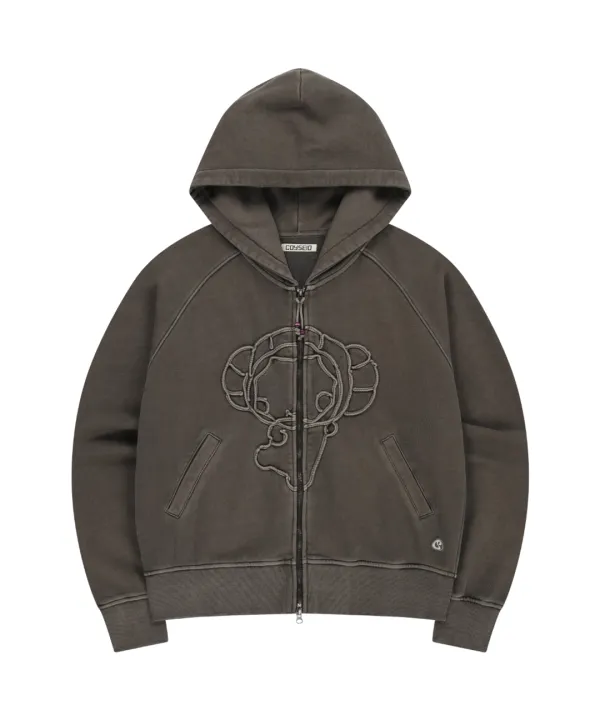 VINTAGE TAPE HOOD ZIP-UP ASH BROWN