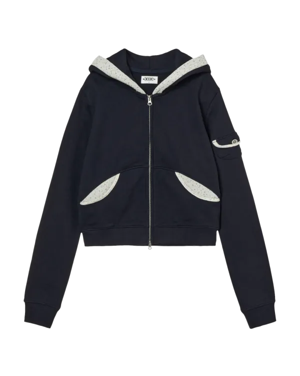 ROUND POCKET HOODIE ZIP UP [NAVY]