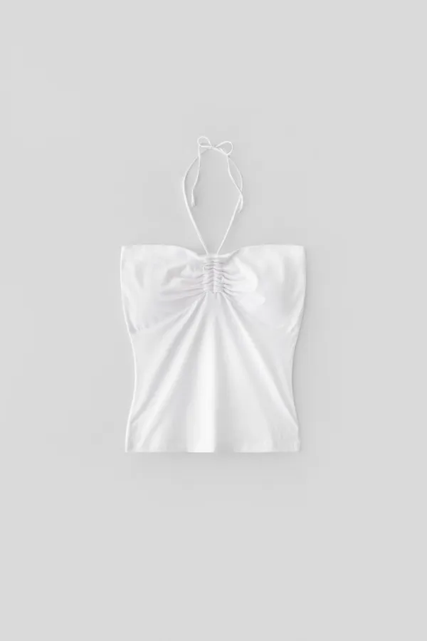Petal halter tank top (white)