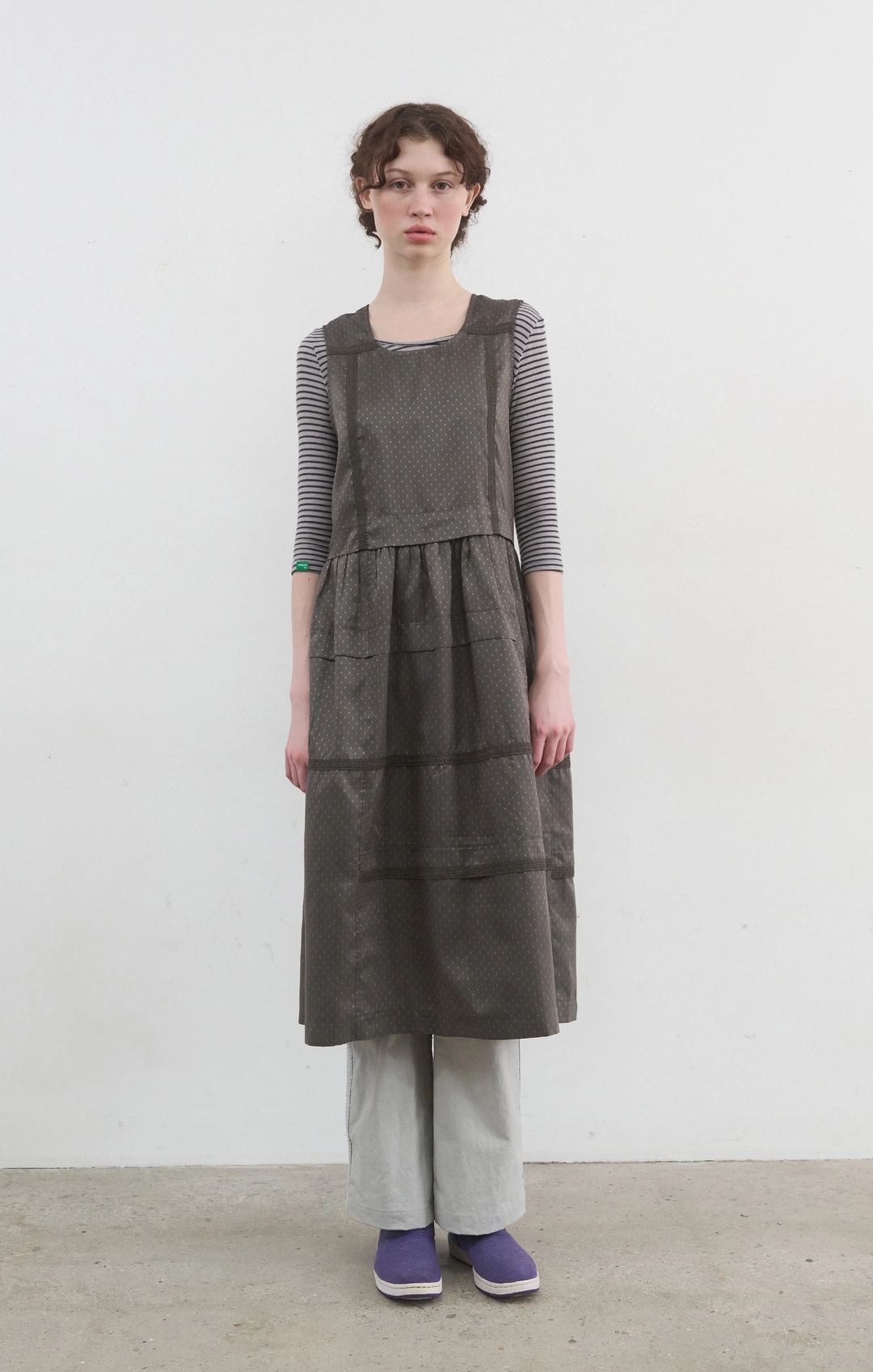 노컨텐츠 426. Dot Lace Dress_Khaki Brown 상품 이미지 1