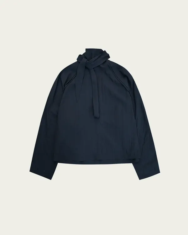 (2차) Raphia Blouse - Navy