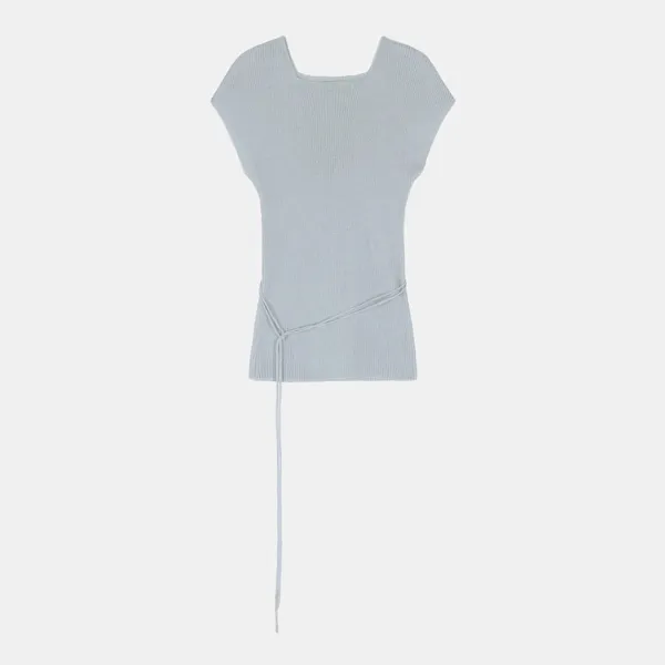 ribbed cap sleeveless knit top (light blue)