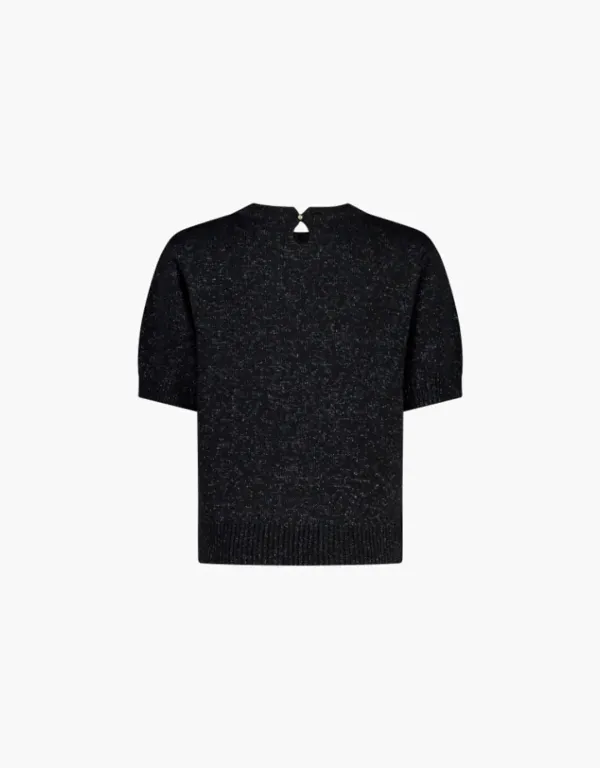 glitter knit pullover - black