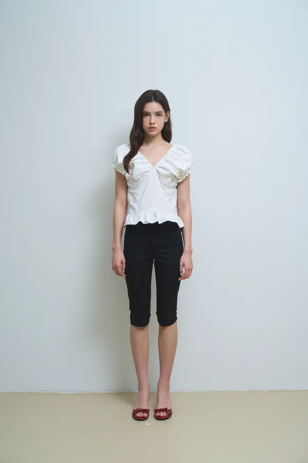 [소연달 착용] double v shirring blouse_ivory
