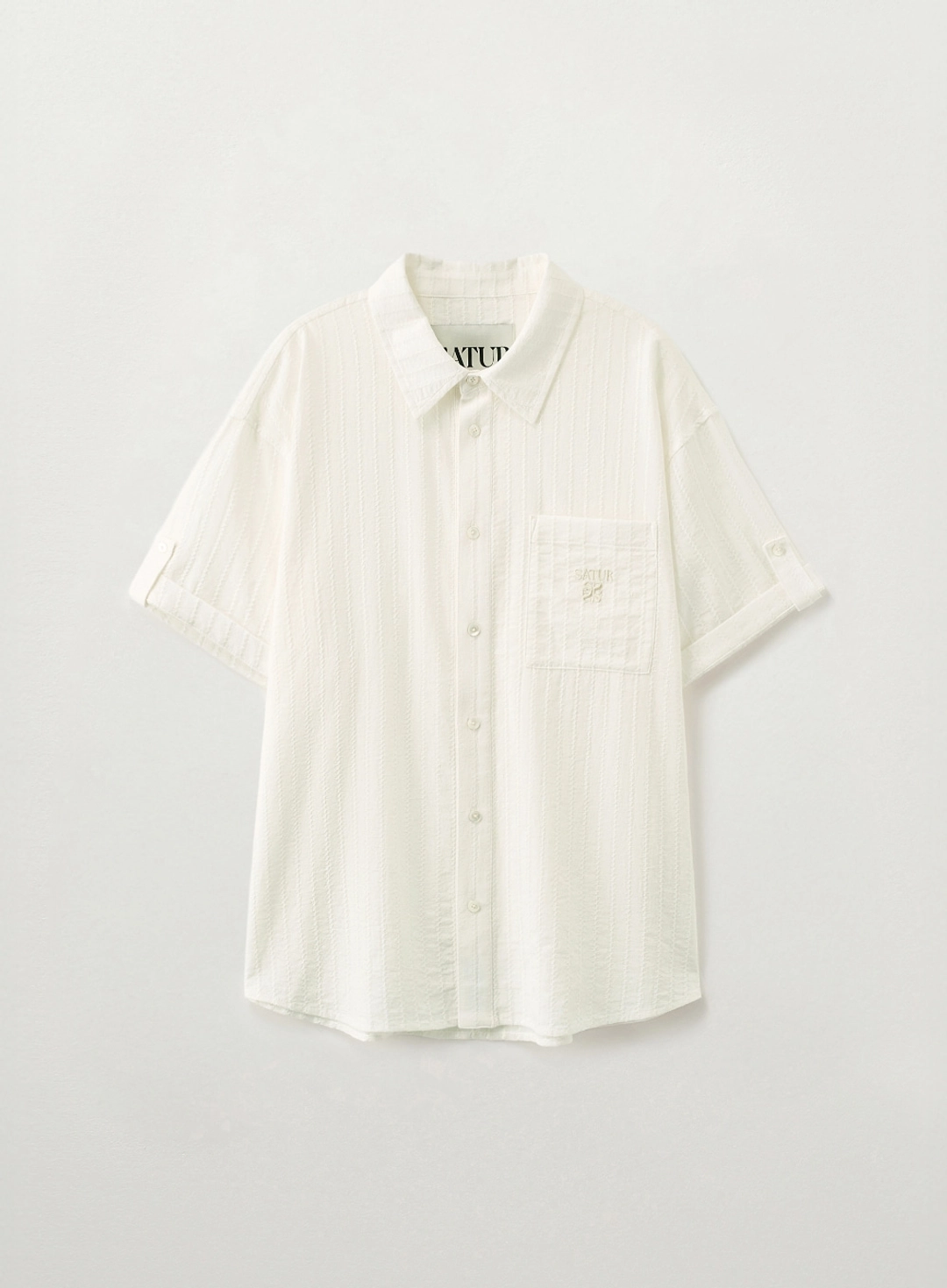 세터 [RIIZE\'s Pick] Roll Up Half Shirt - Cream 상품 이미지 1