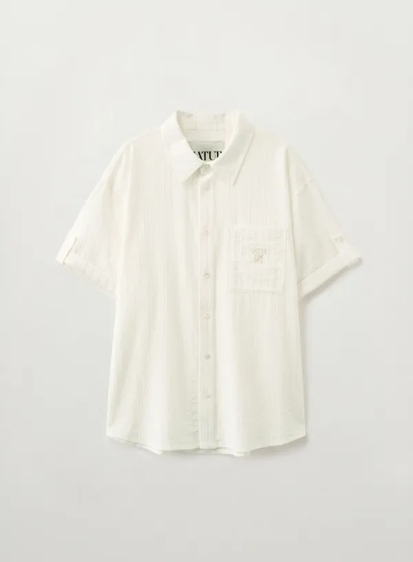 [RIIZE\'s Pick] Roll Up Half Shirt - Cream