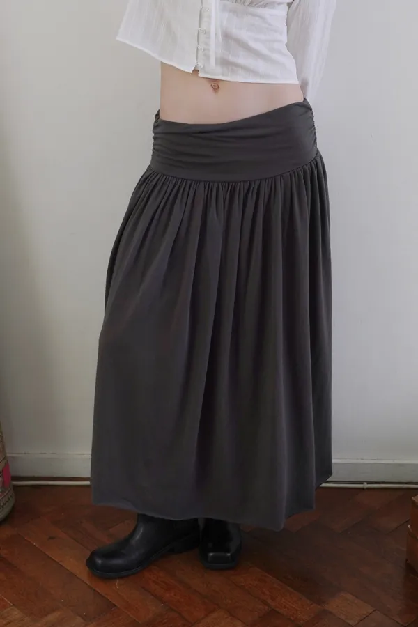 Mona shirring skirt_charcoal