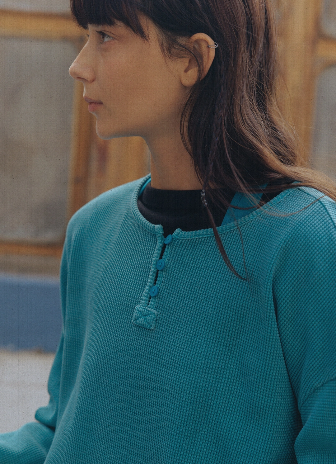 부디무드라 Waffle button-up t_Biscay Bay 상품 이미지 1