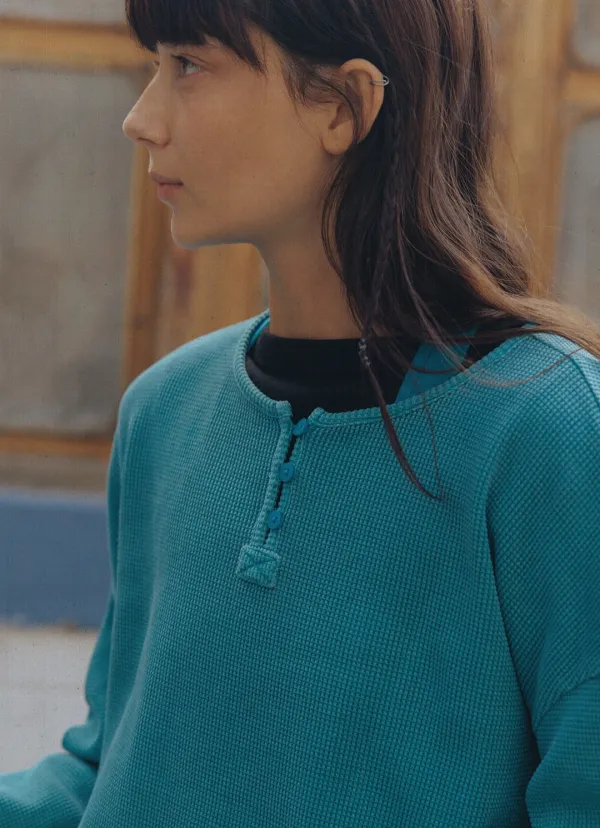 Waffle button-up t_Biscay Bay