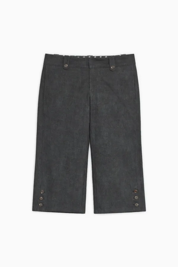 [9/28 예약배송] VINTAGE DOT BUTTON CAPRI PANTS, CHARCOAL
