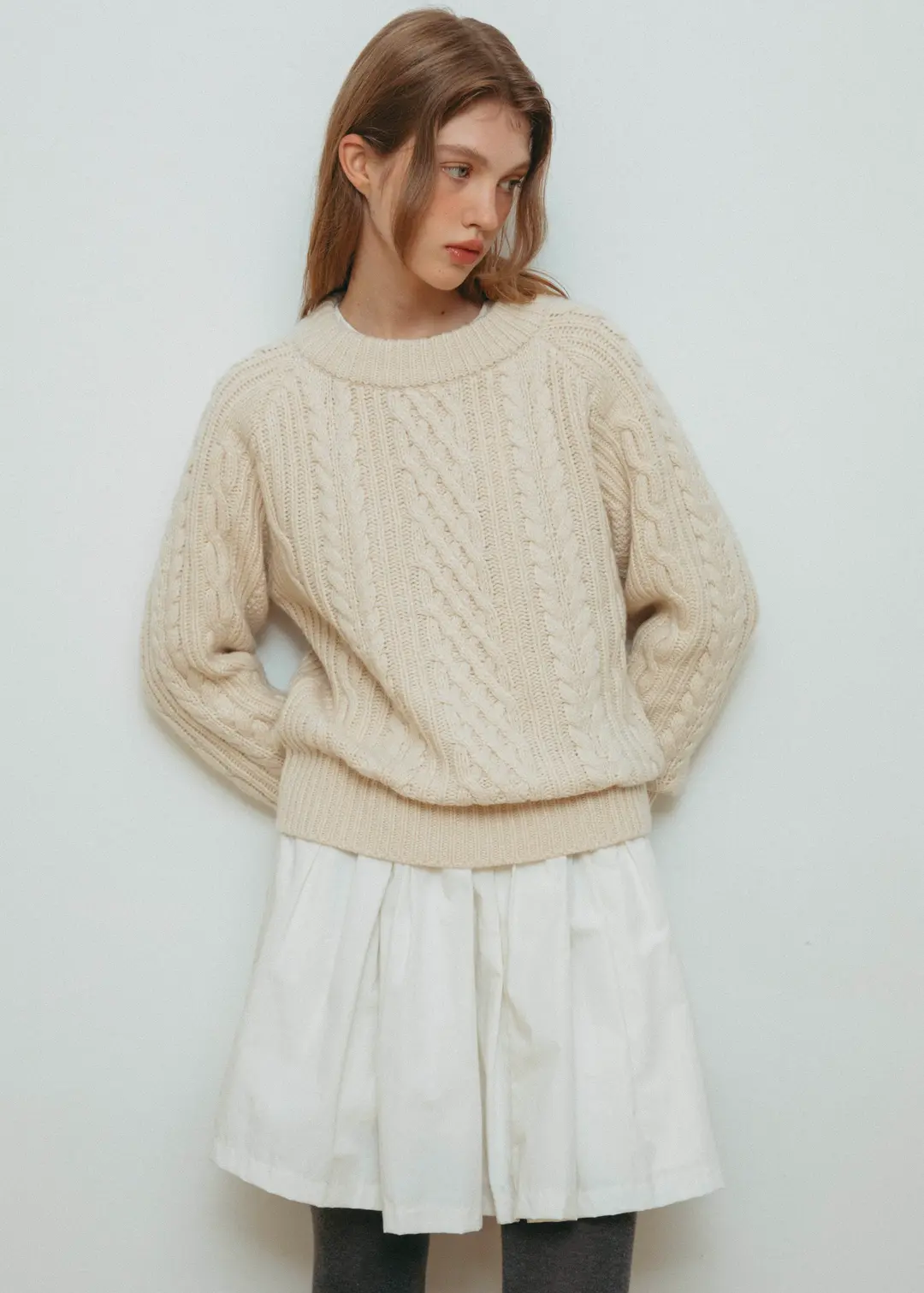 온무드 [9TH] Carol cable knit - ivory 상품 이미지 2