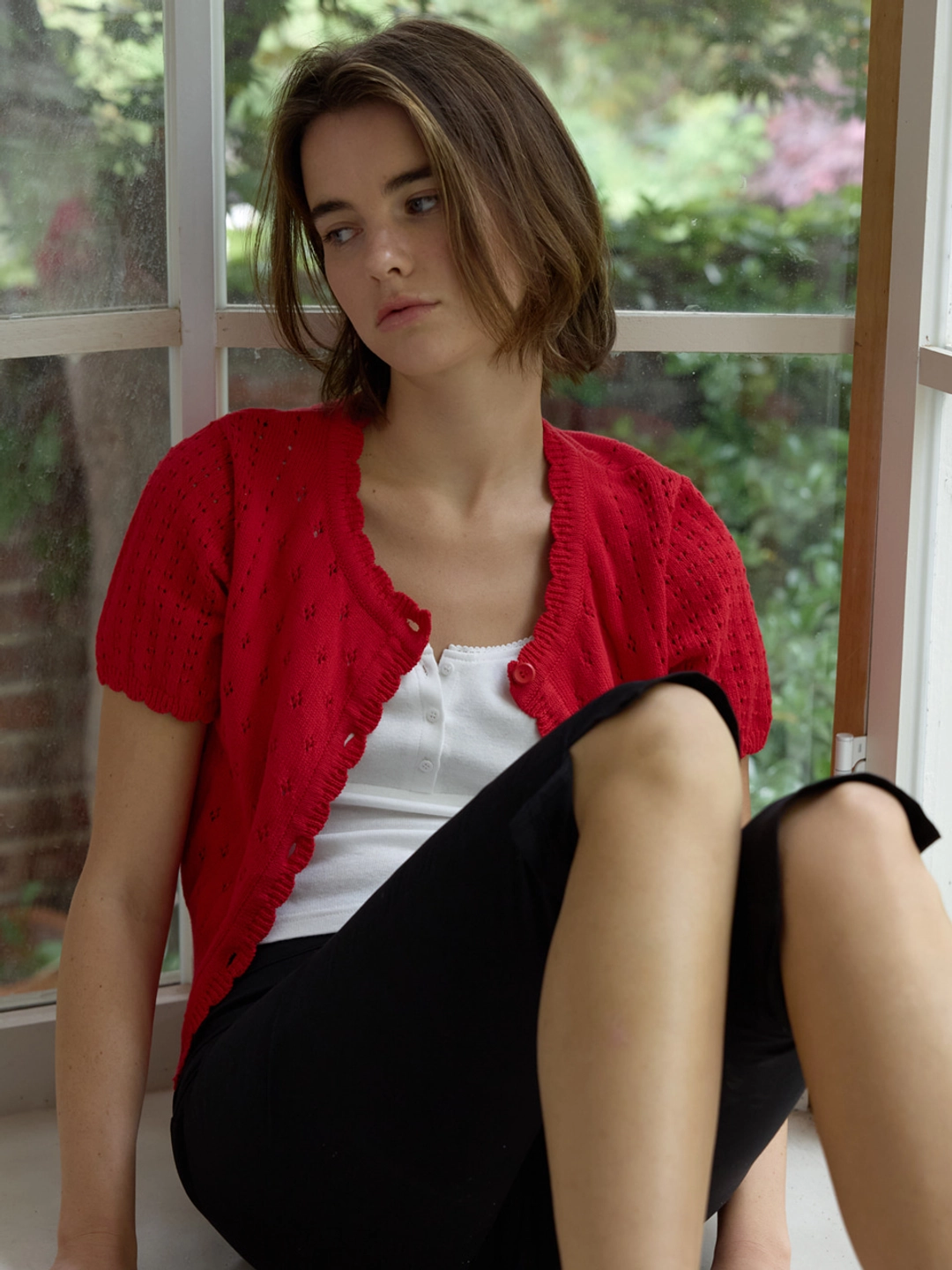 어몽 A SKASHI HALF SLEEVE CARDIGAN_RED 상품 이미지 3