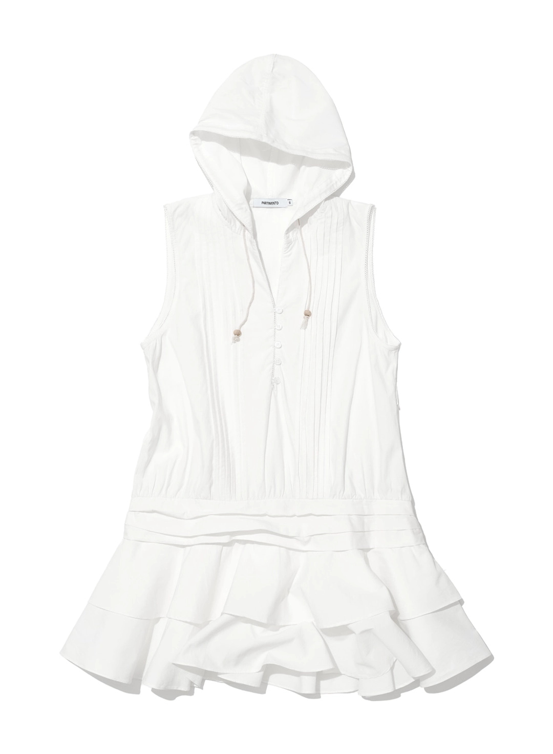 파르티멘토 [WOMEN] HOODED RUFFLE-HEM TUNIC DRESS_WHITE 상품 이미지 1