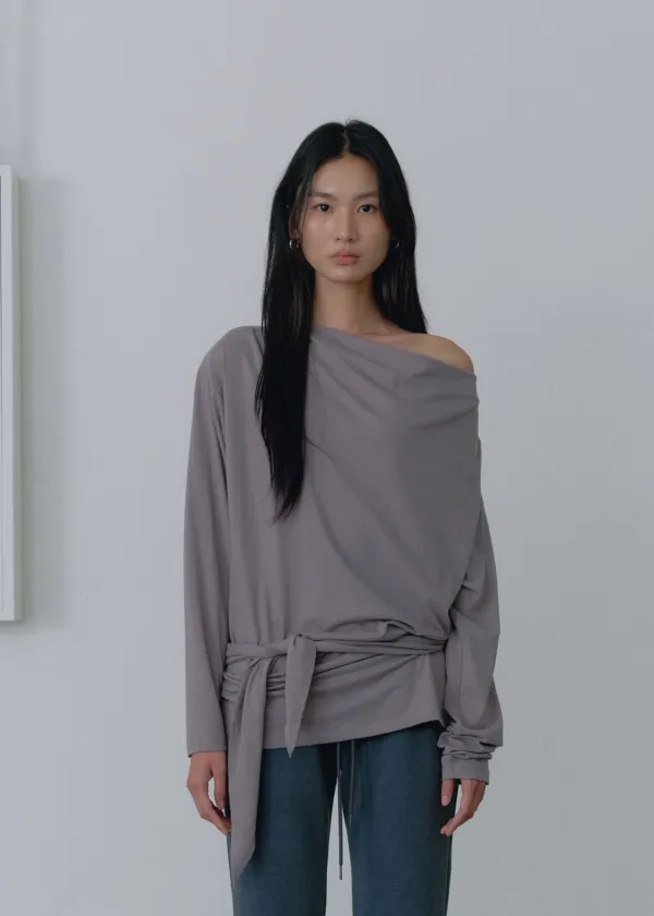 Tie Long Sleeve Tee_Grey
