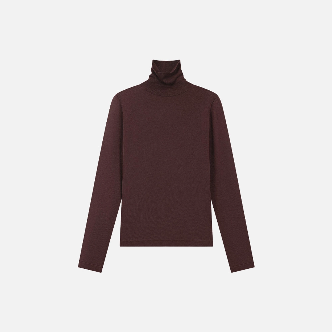 시야쥬 SIKN2205 소프트 슬림 터틀넥 니트_Burgundy brown 상품 이미지 2
