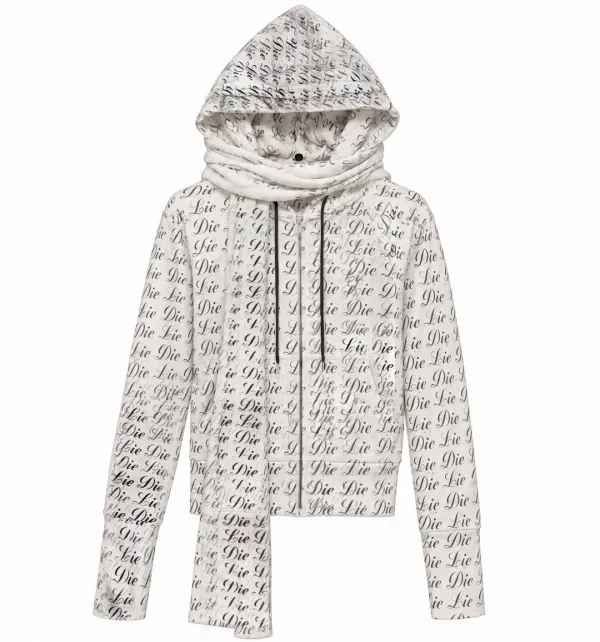 Muffler hoodie zip-up (Beige)
