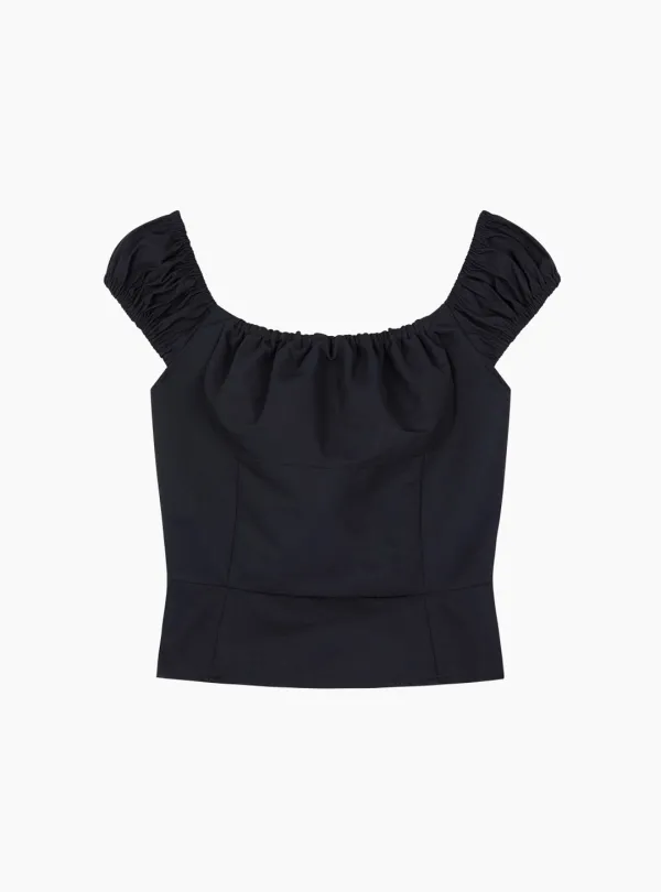 PUFF COTTON BLOUSE (NAVY)