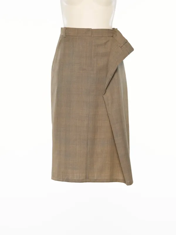 PS25 BEIGE SIDE FOLDED H LINE SKIRT