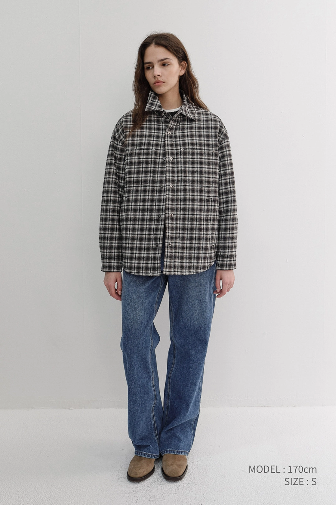 던스트 UNISEX QUILTED FLANNEL SHIRT BLACK CHECK_UDJU6D128BK 상품 이미지 1