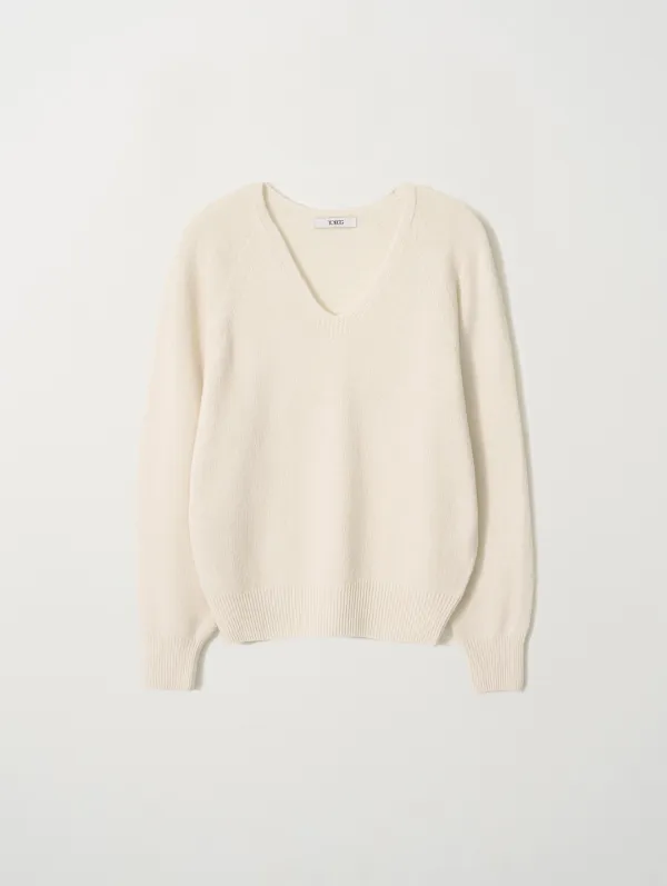 Bailey Cashmere V-neck Pullover (Milk)