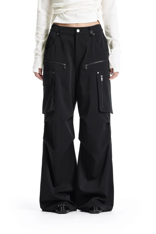 Bootcut Cargo Utility Pants [ Black ]