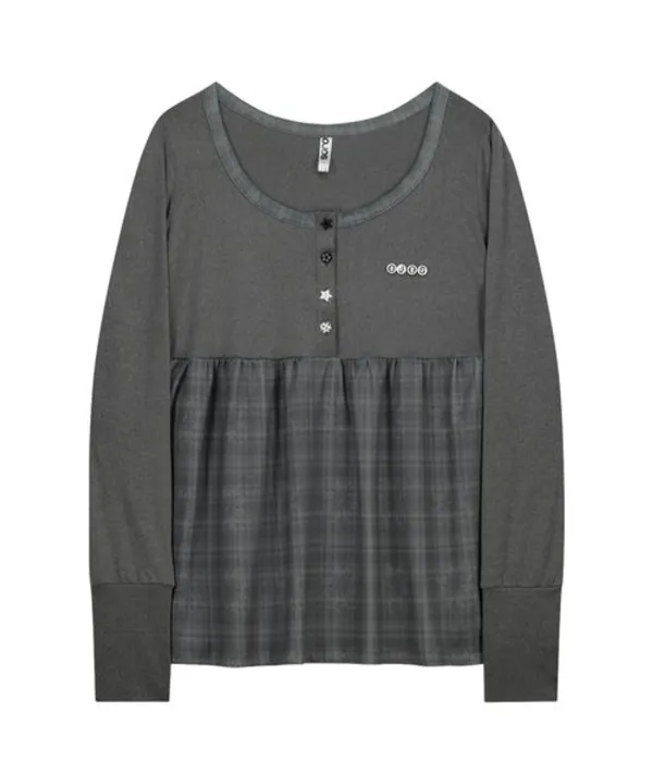 Check Sleep Long Sleeve / Charcoal