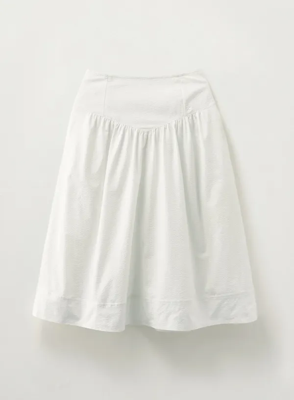 (W) Seersucker Hole Skirt - White