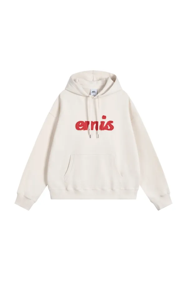 COLOR-BLOCK APPLIQUE HOODIE-IVORY