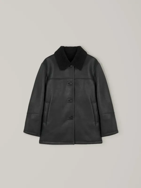 Leather Shearing Coat - Black