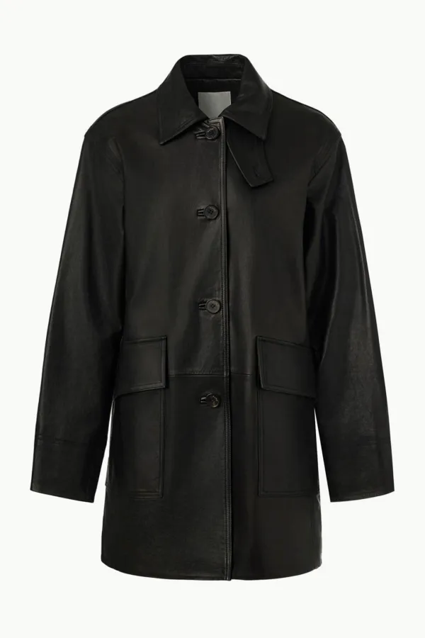 Napa Leather Half Coat, Black