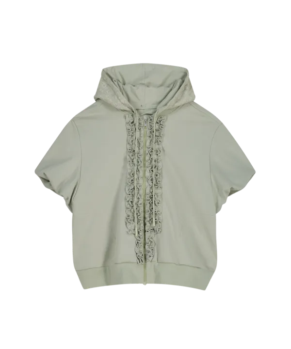 Frill Jersey Bomber Jacket / Khaki