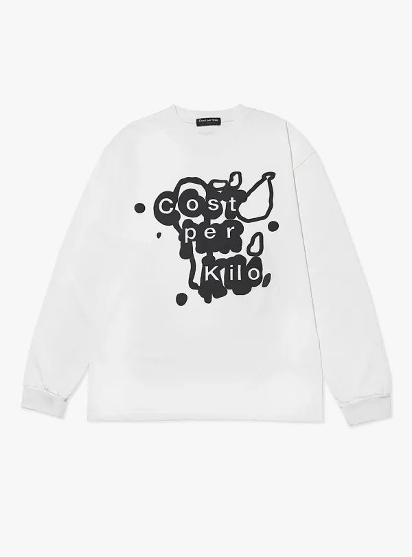 SPLATTER LOGO L/S TEE-OFF WHITE