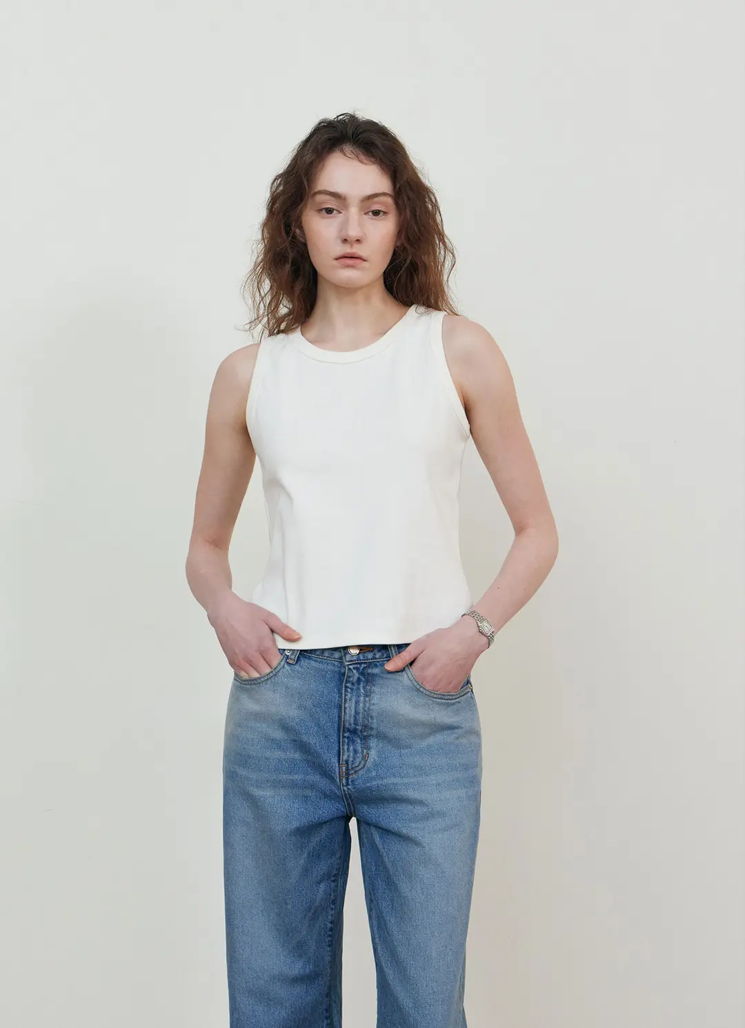 스텝어라운드 Span rib sleeveless_WHITE 상품 이미지 2
