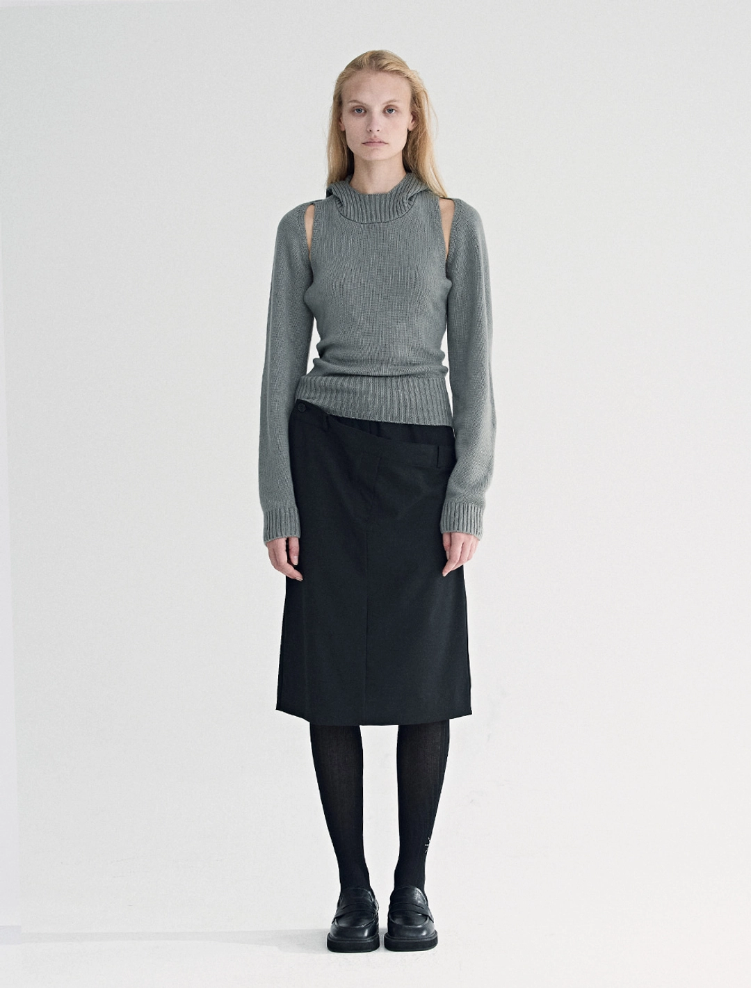 솔티페블 HOODED BOLERO KNIT [KHAKI] 상품 이미지 2