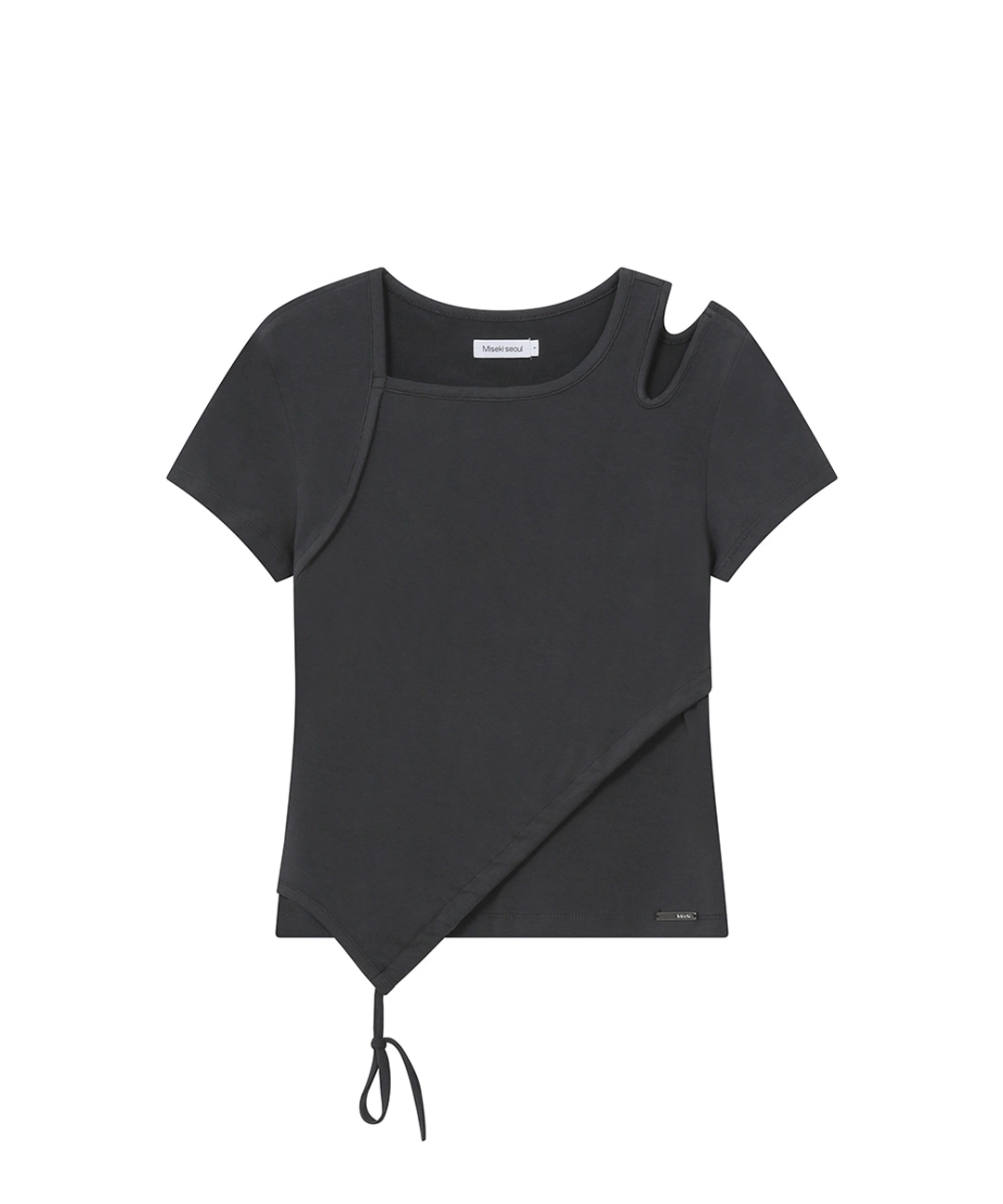 미세키서울 Cutout shirring layered shortsleeve CHARCOAL 상품 이미지 1