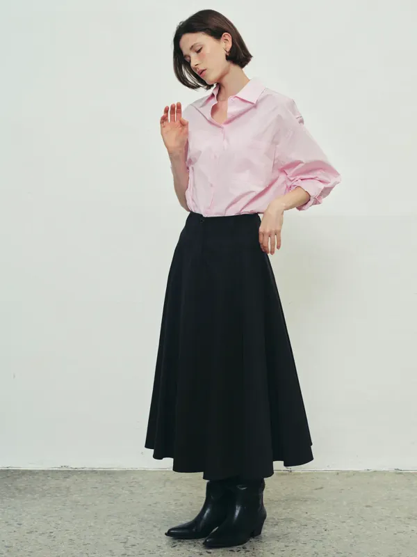 FLARED FULL SKIRT - BLACK