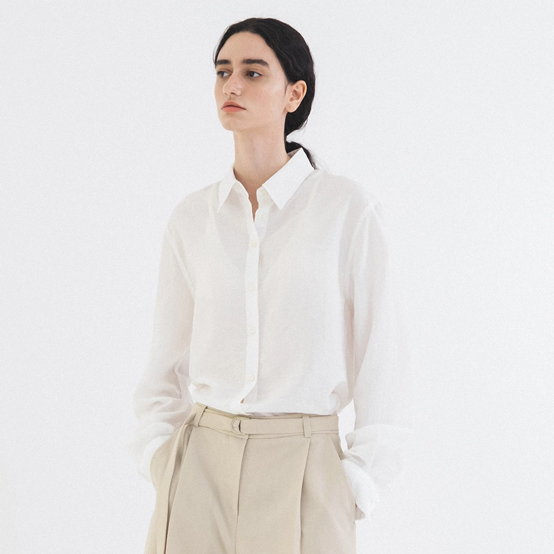 시야쥬 SITP5208 시스루 내추럴 ST 셔츠_White 상품 이미지 2