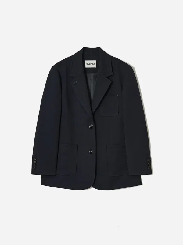 Twill Single Button Jacket Navy