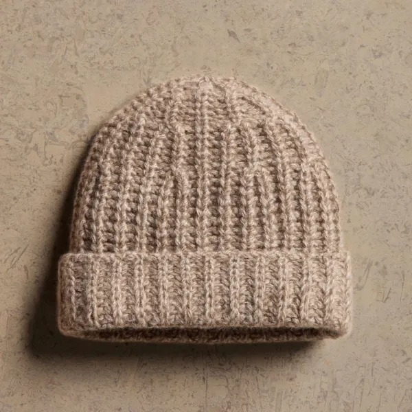 Cashmere Silk Marl Beanie - Grout Mix