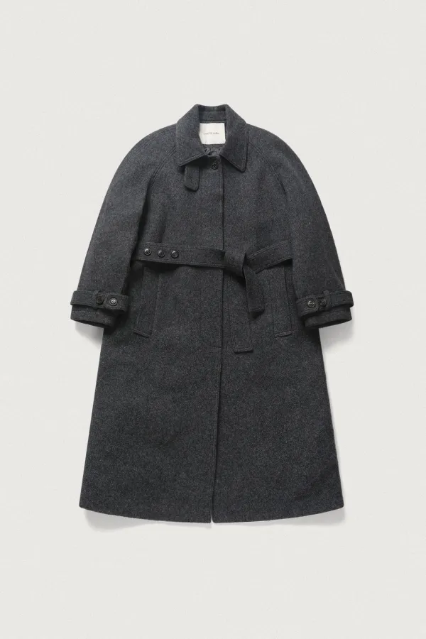 MELLOW WOOL BALMACAAN COAT [COAL GRAY]