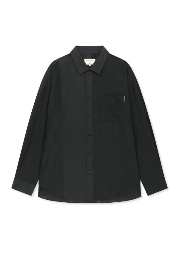 MIXED PANEL OVER FIT SHIRT IN BLACK