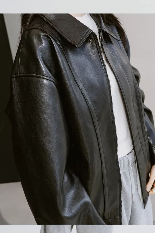 35716_Vegan Leather blouson jacket