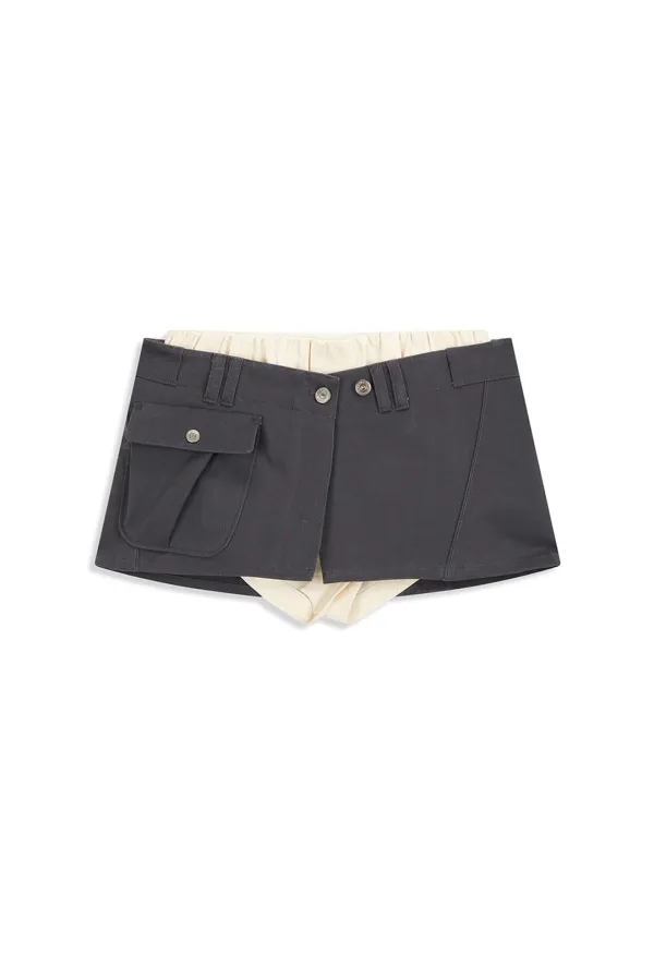 CAMP MINISKIRT & BOXER SHORTS, BEIGE