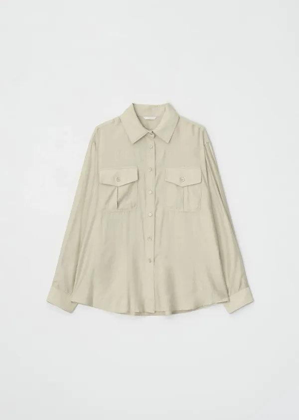 sheer pocket shirt-beige